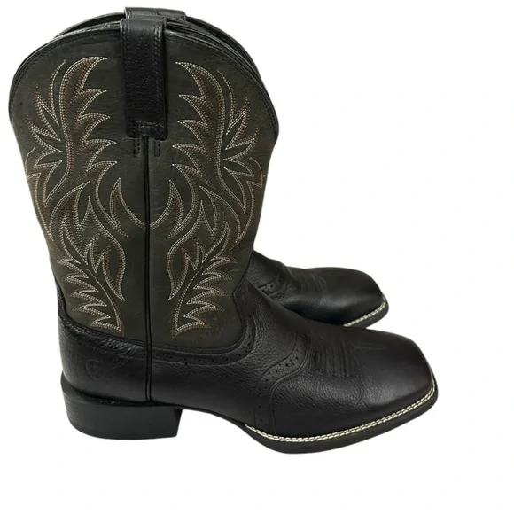 Brand New ARIAT Leather Cowboy Boots in Black Deertan Size 11